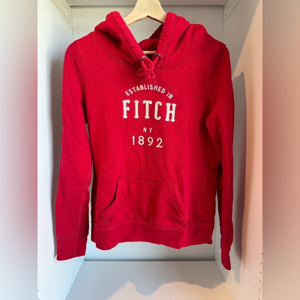 Vintage Abercrombie & Fitch Red Logo Hoodie Sweatshirt